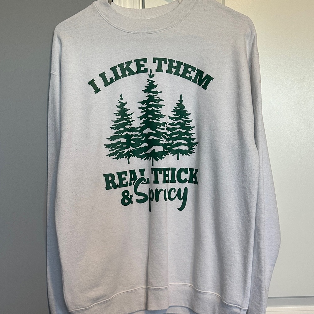 Hanes Gray Crewneck Sweater with Green Graphic